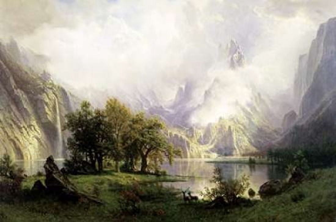 View of Rocky Mountains Canvas Art - Albert Bierstadt (12 x 18)