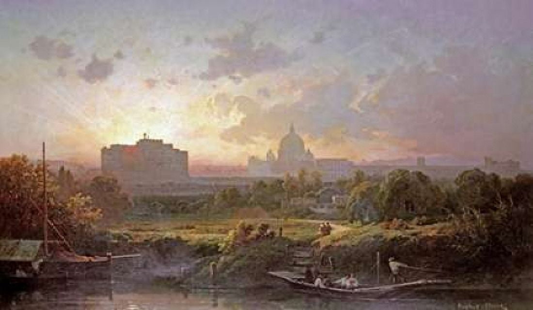 View of Rome at Sunset Canvas Art - Antoine Ponthus-Cinier (24 x 36)