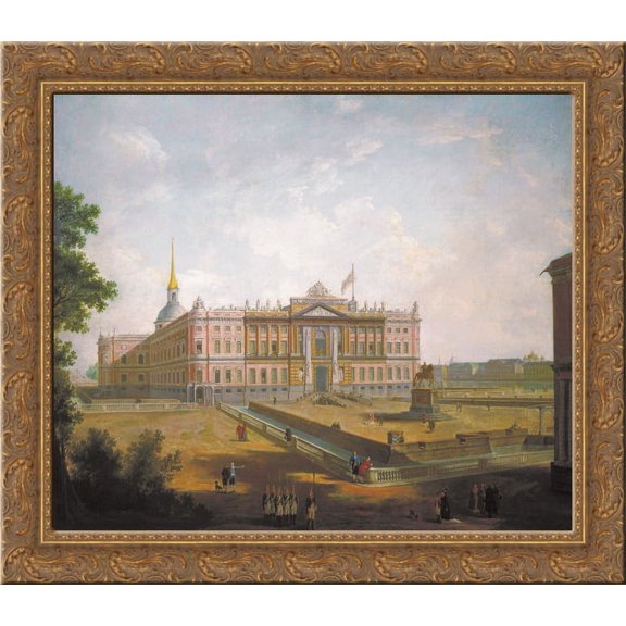 View of Saint Michael's Castle 24x18 Gold Ornate Wood Framed Canvas Art by Fyodor Alekseyev