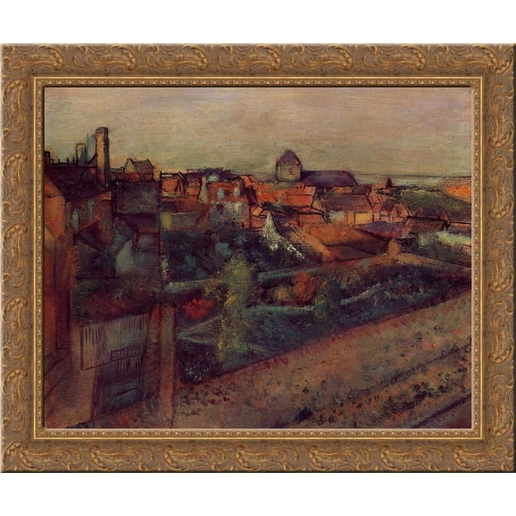 View of Saint-Valery-sur-Somme 24x20 Gold Ornate Wood Framed Canvas Art by Edgar Degas