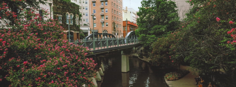 View of San Antonio River Walk San Antonio Texas USA Canvas Art - Panoramic Images (36 x 12)