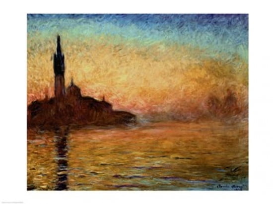 View of San Giorgio Maggiore Venice by Twilight 1908 Canvas Art - Claude Monet (24 x 18)