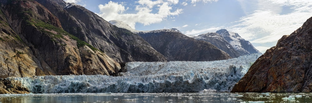 View of Sawyer Glacier against mountain Southeast Alaska Alaska USA Canvas Art - Panoramic Images (27 x 9)