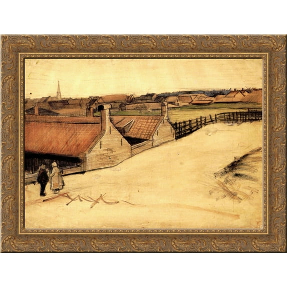 View of Scheveningen 24x18 Gold Ornate Wood Framed Canvas Art by Vincent van Gogh