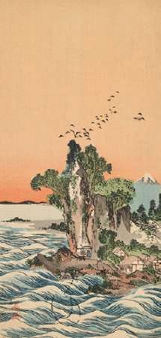 View of Shichirigahama 1880 Canvas Art - Buncho Tani (24 x 48)