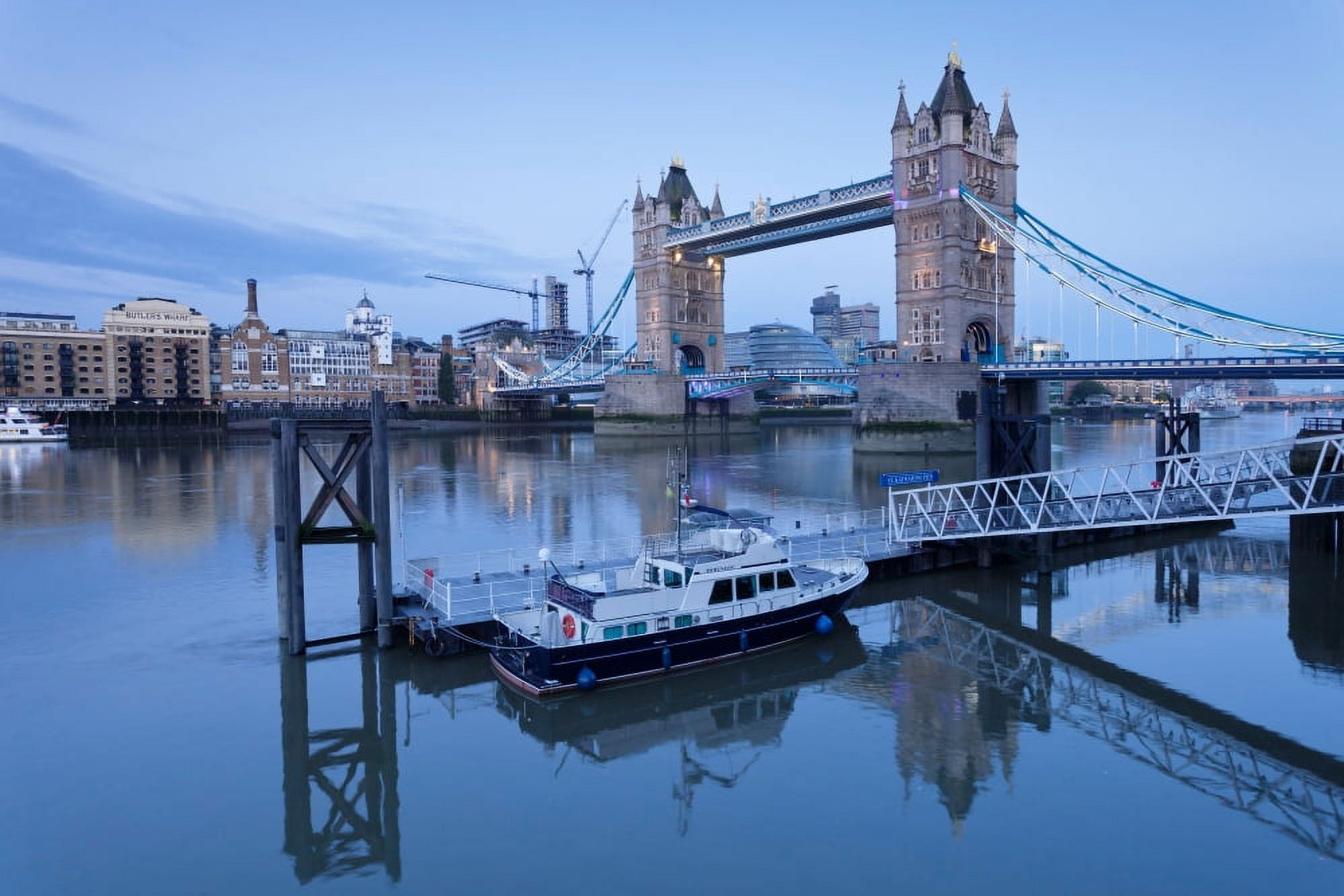 View of St Katharine Pier and Tower Bridge Thames River London England Canvas Art - Panoramic Images (27 x 9)