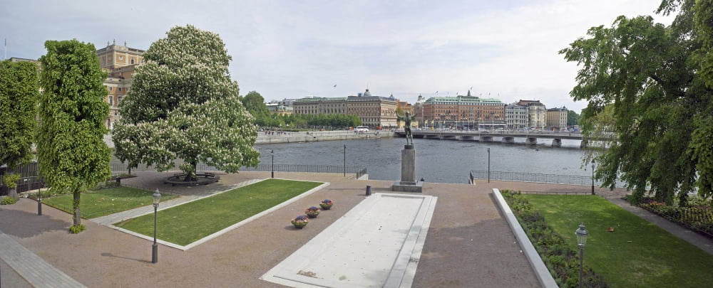 View of Strombron Bridge from Norrbro Stockholm Sweden Canvas Art - Panoramic Images (27 x 9)