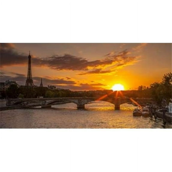 View of The Eiffel Tower with A Bridge in The Foreground During Sunset Paris France Poster Print by Assaf Frank, 24 x 48 - Large