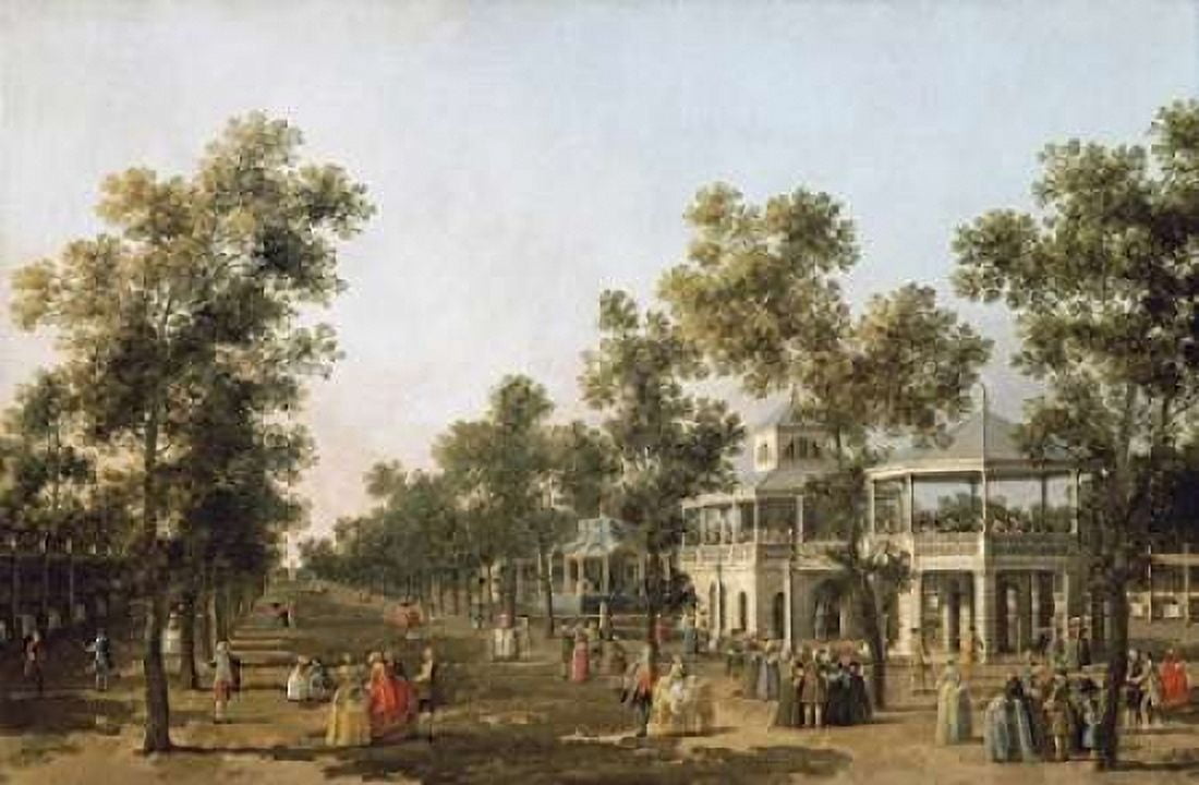 View of The Grand Walk Vauxhall Gardens Canvas Art - Giovanni Antonio Canal (12 x 18)