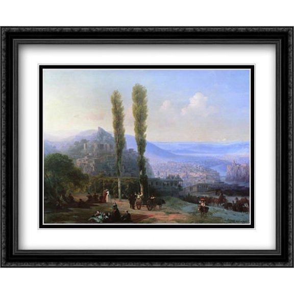 View of Tiflis 2x Matted 34x28 Large Black Ornate Framed Art Print by Aivazovsky, Ivan