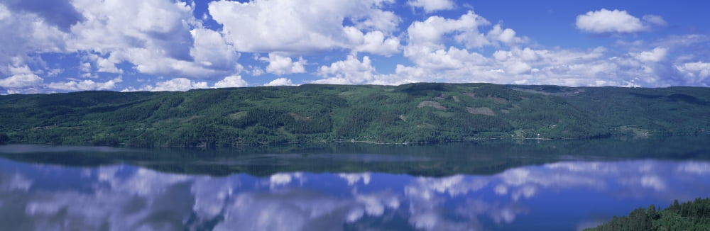 View of Tyrifjorden Honefoss Norway Canvas Art - Panoramic Images (12 x 36)