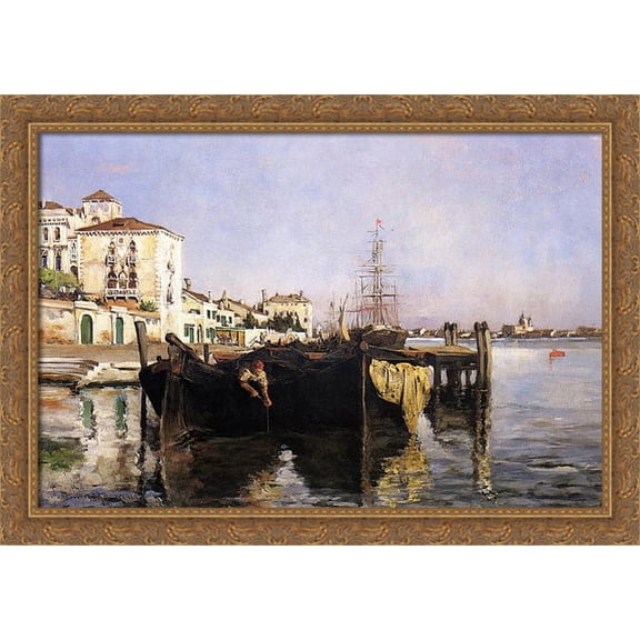View of Venice 40x24 Large Gold Ornate Wood Framed Canvas Art by John Henry Twachtman