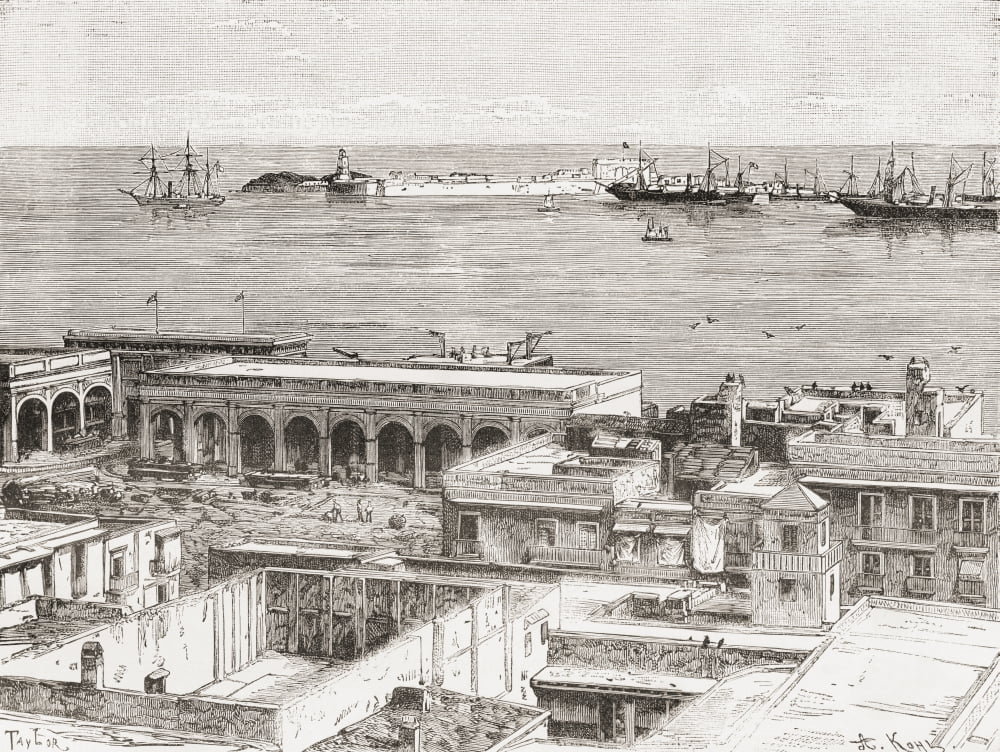 View of Veracruz and the San Juan de Ul Canvas Art - Ken Welsh Design Pics (16 x 12)