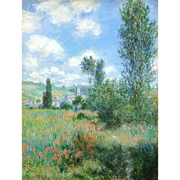 View of Vetheuil by Claude Monet - 12" x 18" Art Print Wall Decor