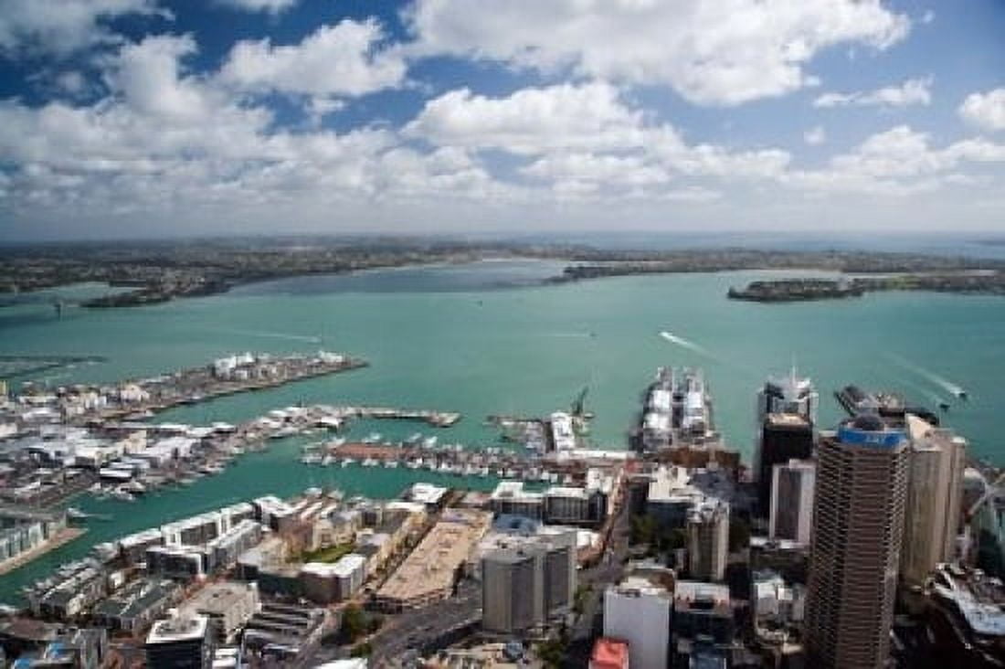 View of Waitemata Harbor from Skytower Auckland North Island New Zealand Canvas Art - David Wall DanitaDelimont (24 x 15)