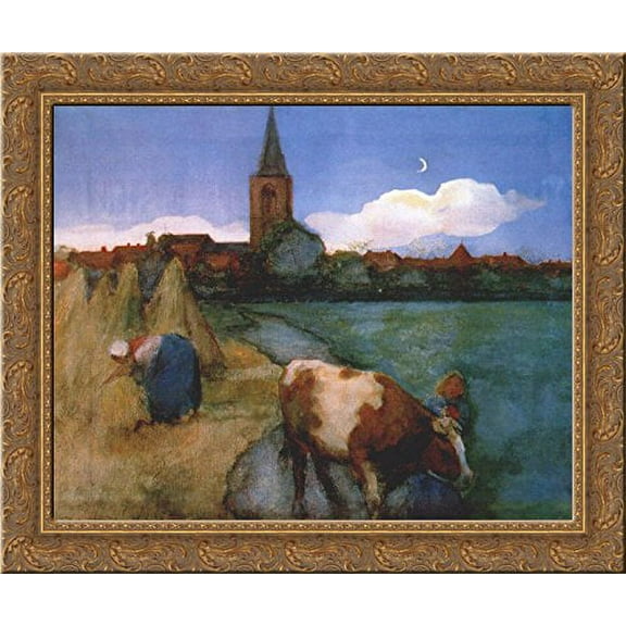 View of Winterswijk 24x20 Gold Ornate Wood Framed Canvas Art by Mondrian, Piet