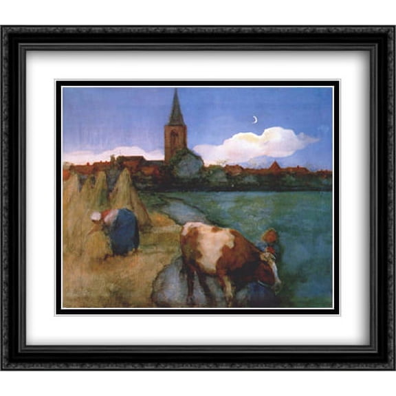 View of Winterswijk 2x Matted 32x28 Large Black Ornate Framed Art Print by Mondrian, Piet