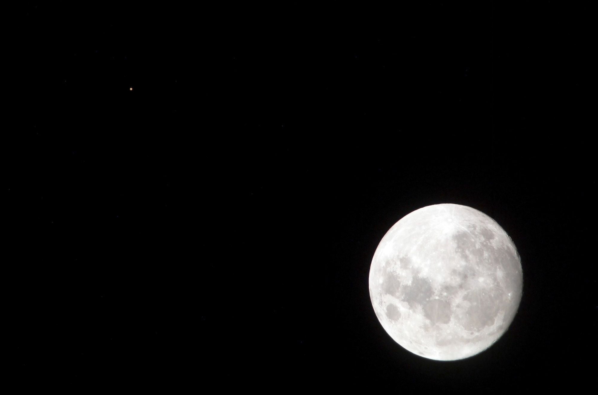 View of a full Moon also shows Mars which appears as a small dot Canvas Art - Stocktrek Images (34 x 23)