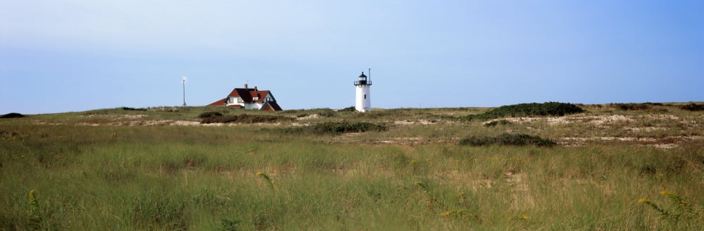 View of a lighthouse Race Point Light Provincetown Cape Cod Barnstable County Massachusetts USA Canvas Art - Panoramic Images (12 x 36)
