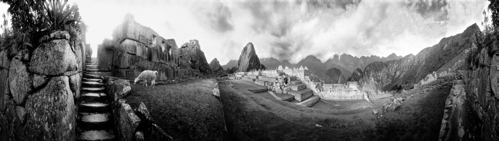 View of an archaeological site Machu Picchu Cusco Region Peru Canvas Art - Panoramic Images (36 x 12)