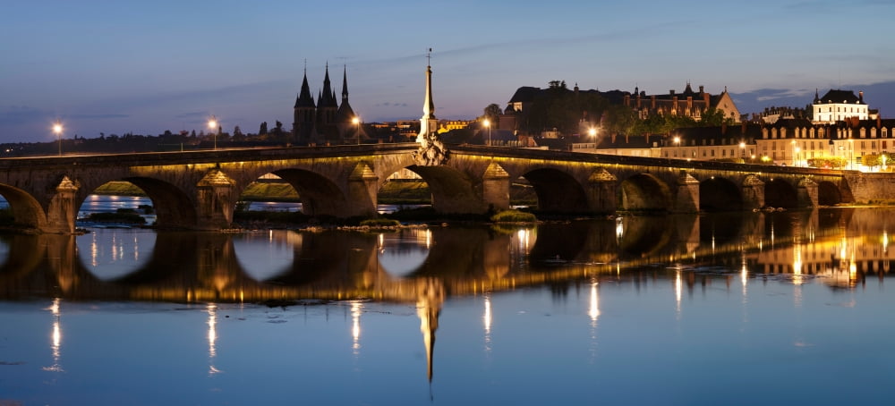 View of bridge on the Loire River Blois Loire-et-Cher Centre-Val de Loire France Canvas Art - Panoramic Images (36 x 12)