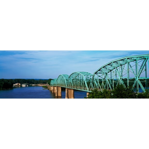 View of bridge over Mississippi River Louisiana Pike County Missouri USA Canvas Art - Panoramic Images (6 x 18)