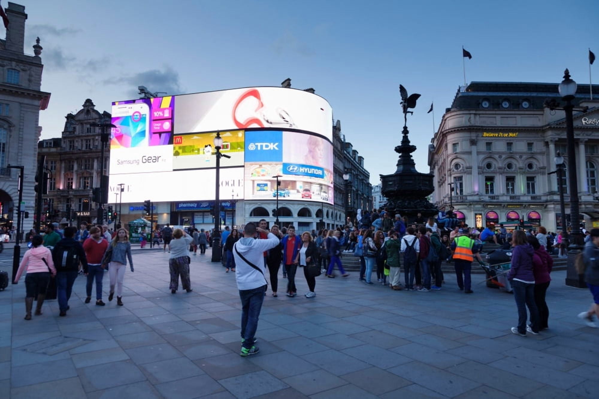 View of city at night Piccadilly Circus City of Westminster London England Canvas Art - Panoramic Images (27 x 9)