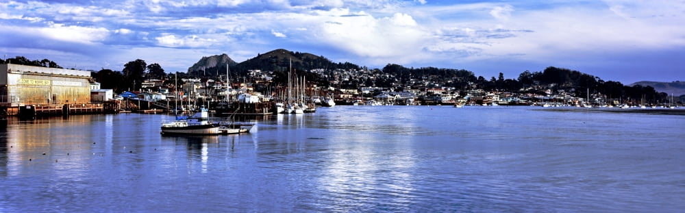 View of city at waterfront Morro Bay San Luis Obispo County California USA Canvas Art - Panoramic Images (12 x 36)