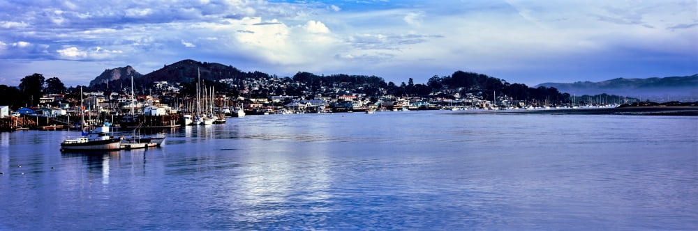 View of city at waterfront Morro Bay San Luis Obispo County California USA Canvas Art - Panoramic Images (6 x 18)