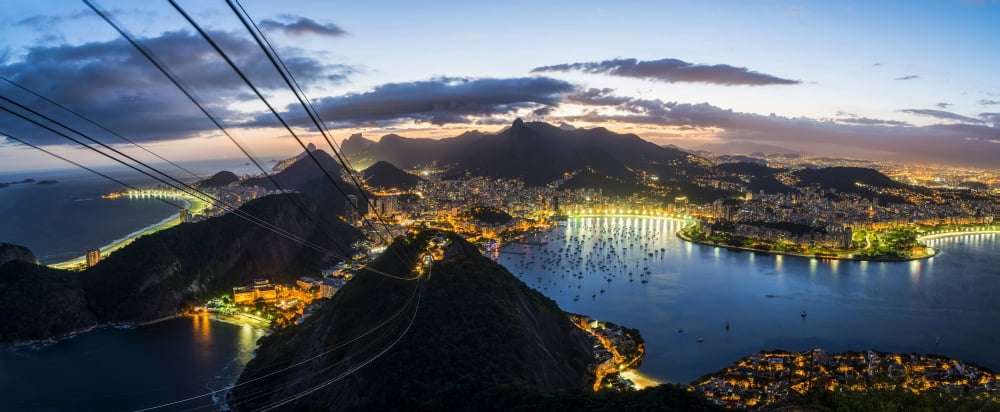 View of cityscape from Sugarloaf Mountain at dusk Rio de Janeiro Brazil Canvas Art - Panoramic Images (36 x 12)