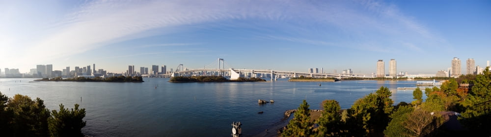 View of cityscape with harbor Tokyo Japan Canvas Art - Panoramic Images (43 x 12)