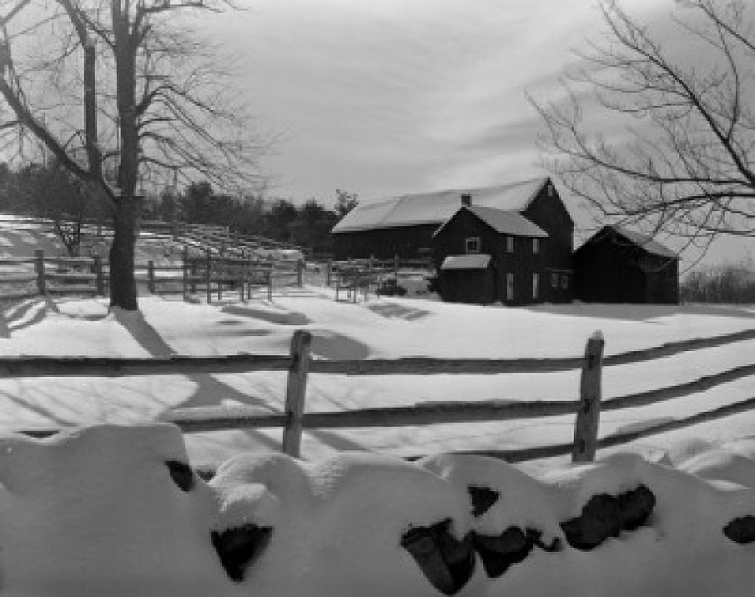 View of farm in winter Canvas Art - (18 x 24)