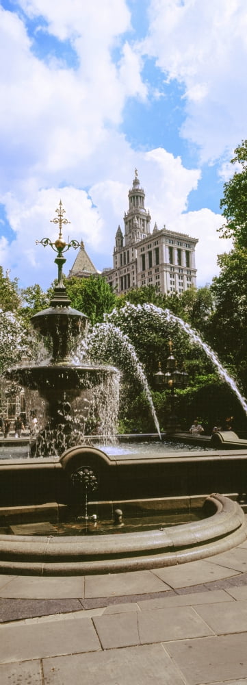 View of fountain City Hall Park Manhattan New York City New York State USA Canvas Art - Panoramic Images (36 x 12)