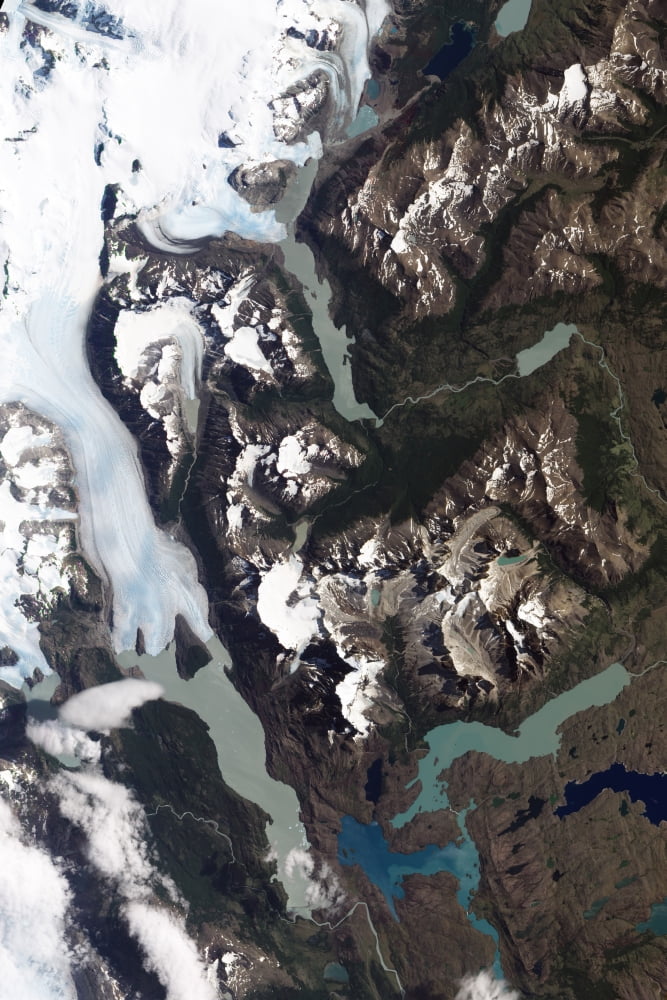 View of grinding glaciers and granite peaks in Chiles Torres del Paine National Park Canvas Art - Stocktrek Images (23 x 35)