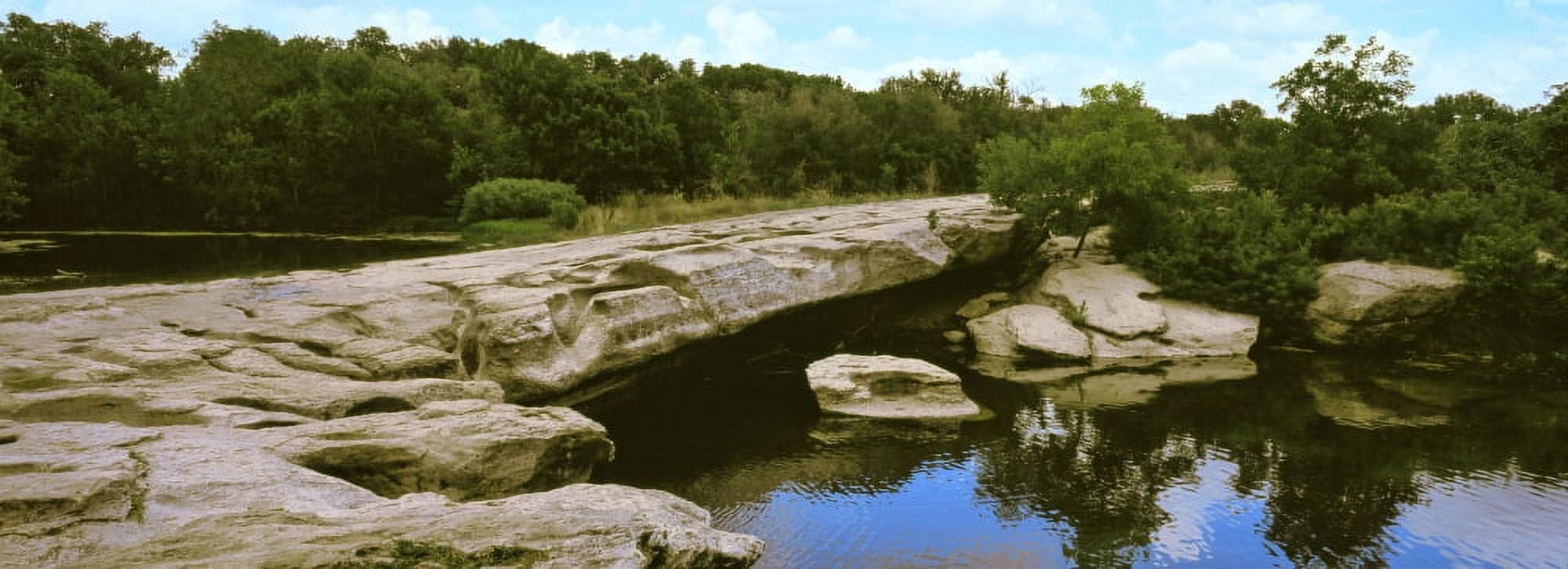 View of lake with trees at McKinney Falls State Park Austin Texas USA Canvas Art - Panoramic Images (27 x 9)