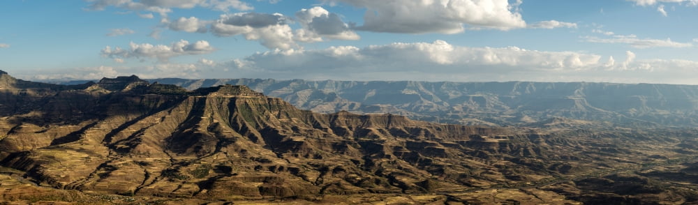 View of landscape from Ashen Maria Monastery at dusk Lalibela Ethiopia Canvas Art - Panoramic Images (5 x 15)