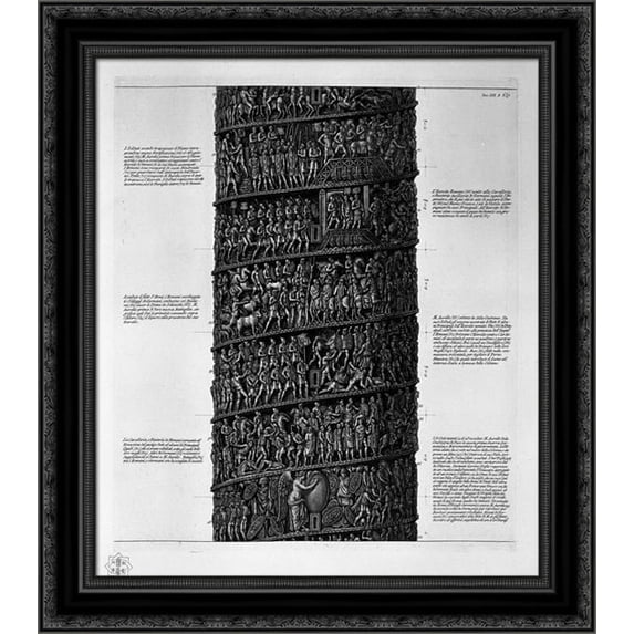 View of main facade of the Antonine column, in six tables 20x20 Black Ornate Wood Framed Canvas Art by Piranesi, Giovanni Battista