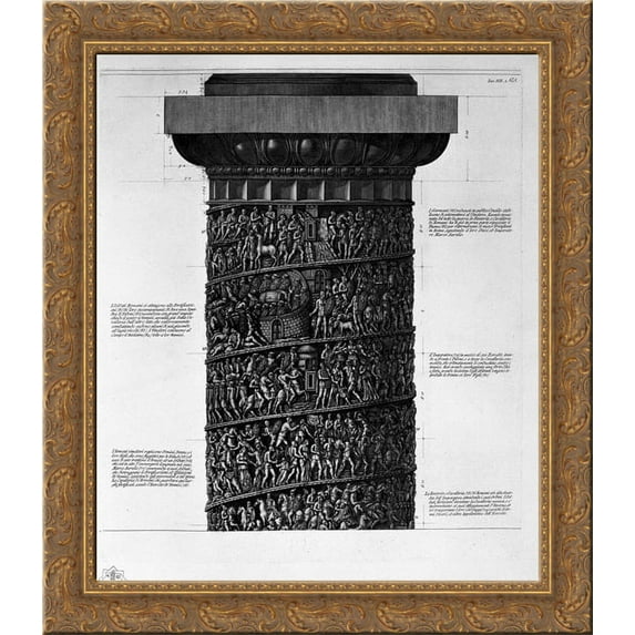 View of main facade of the Antonine column, in six tables 20x20 Gold Ornate Wood Framed Canvas Art by Piranesi, Giovanni Battista