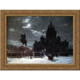 thumbnail image 1 of View of monument to Peter I on the Senate Square in St. Petersburg 24x18 Gold Ornate Wood Framed Canvas Art by Vasily Surikov, 1 of 2