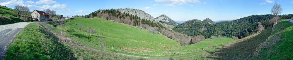 View of mountain road Mont Gerbier De Rush Les Estables Ardeche Rhone-Alpes Massif Central France Canvas Art - Panoramic Images (5 x 24)