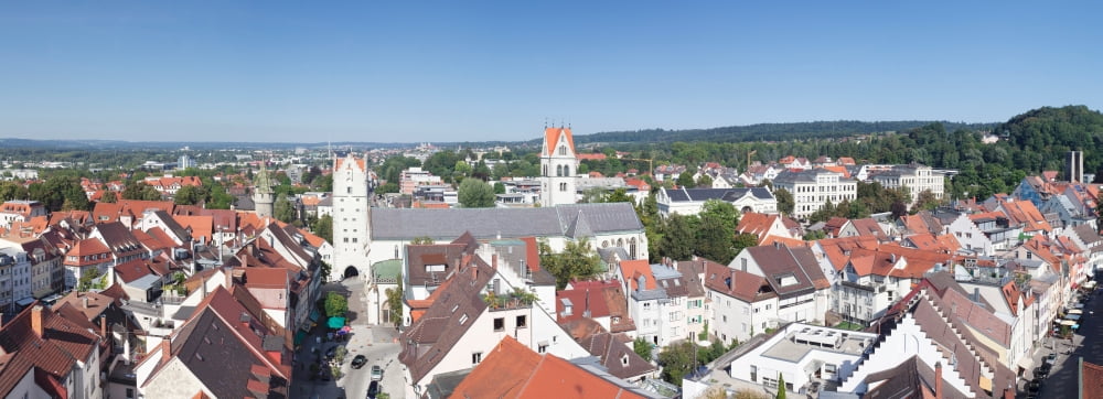 View of old town with Liebfrauenkirche church Ravensburg Upper Swabia Baden-Wurttemberg Germany Canvas Art - Panoramic Images (36 x 12)