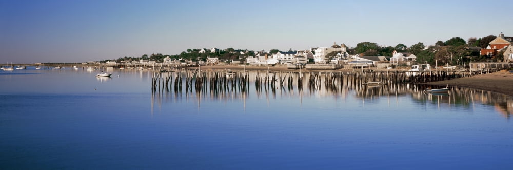 View of pier in ocean Provincetown Cape Cod Barnstable County Massachusetts USA Canvas Art - Panoramic Images (12 x 36)