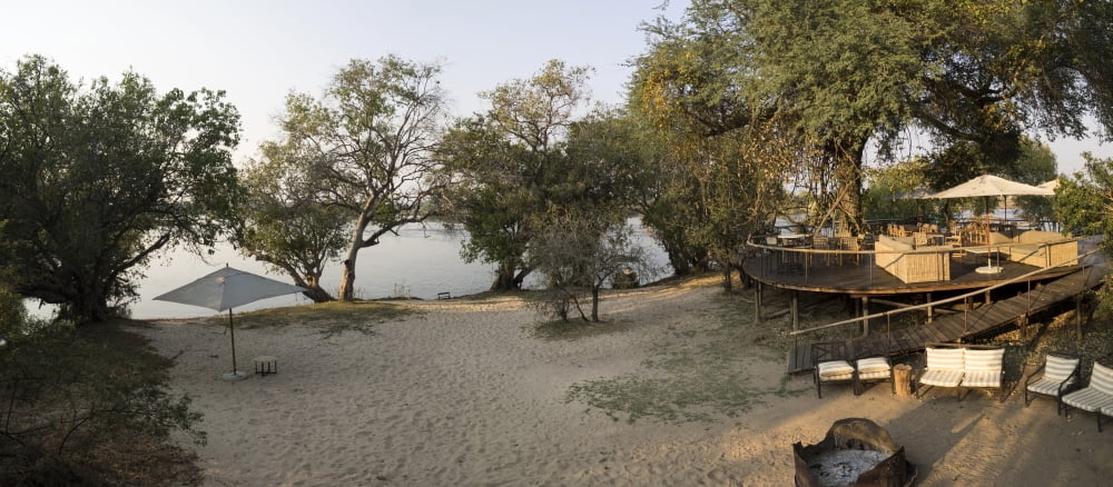 View of safari camp Toka Leya Zambezi River Zambia Canvas Art - Panoramic Images (36 x 12)