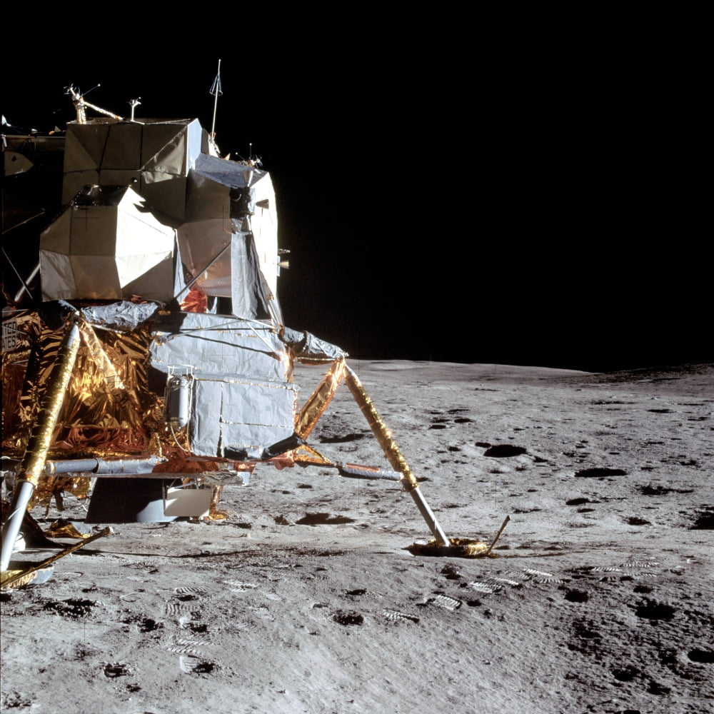 View of the Apollo 14 Lunar Module on the moon Canvas Art - Stocktrek Images (28 x 28)