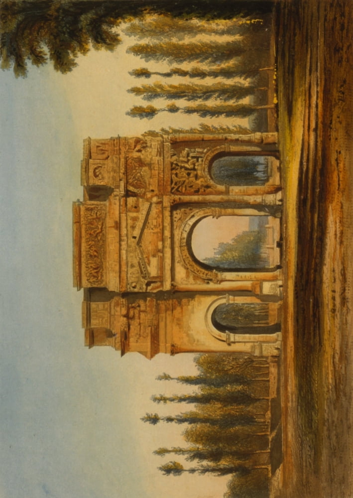 View of the Arc de Triomphe dOrange 1842 Canvas Art - No???l Paymal Lerebours (18 x 24)