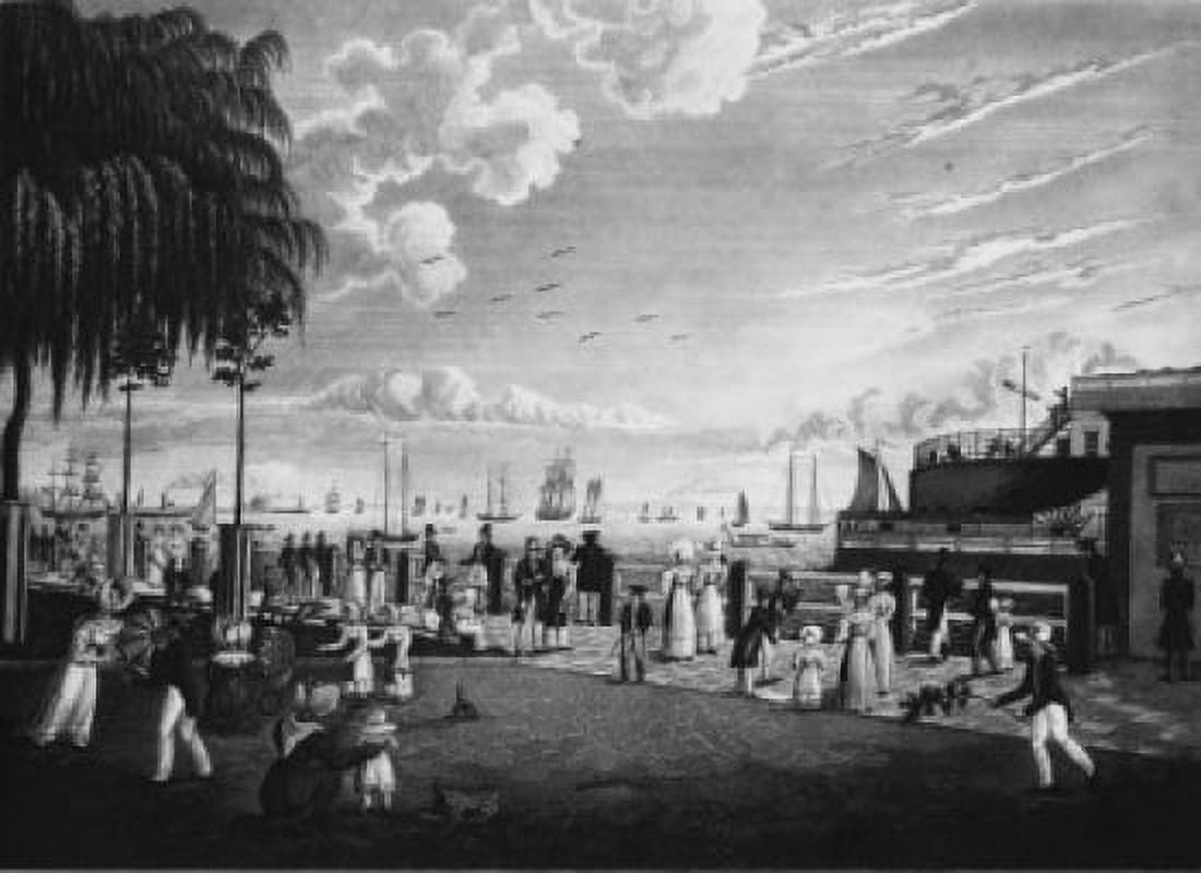 View of the Bay and Harbor of New York From the Battery - 1830 American History Canvas Art - (24 x 36)