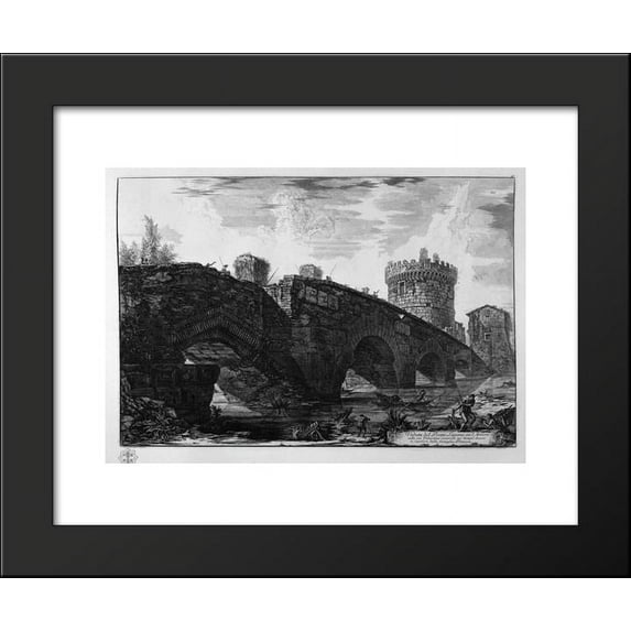 View of the Bridge of the Lugano Aniene 20x24 Framed Art Print by Piranesi, G...