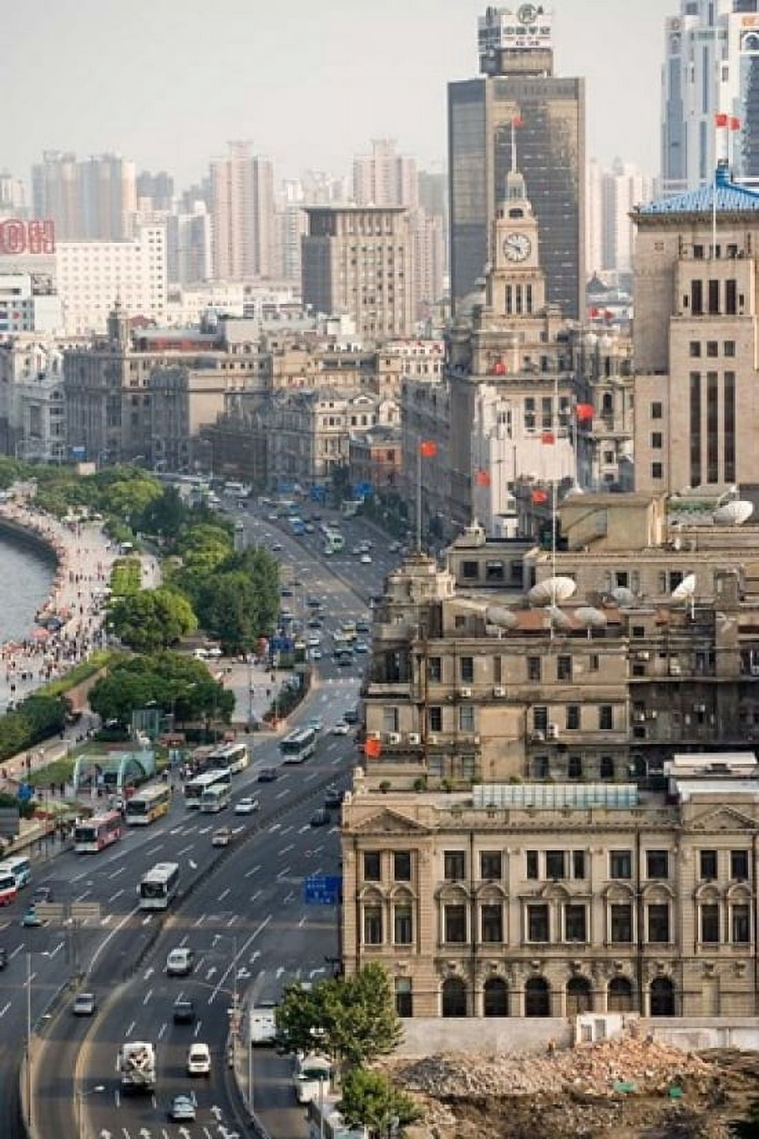 View of the Bund District Along Huangpu River Shanghai China Canvas Art - Paul Souders DanitaDelimont (18 x 24)