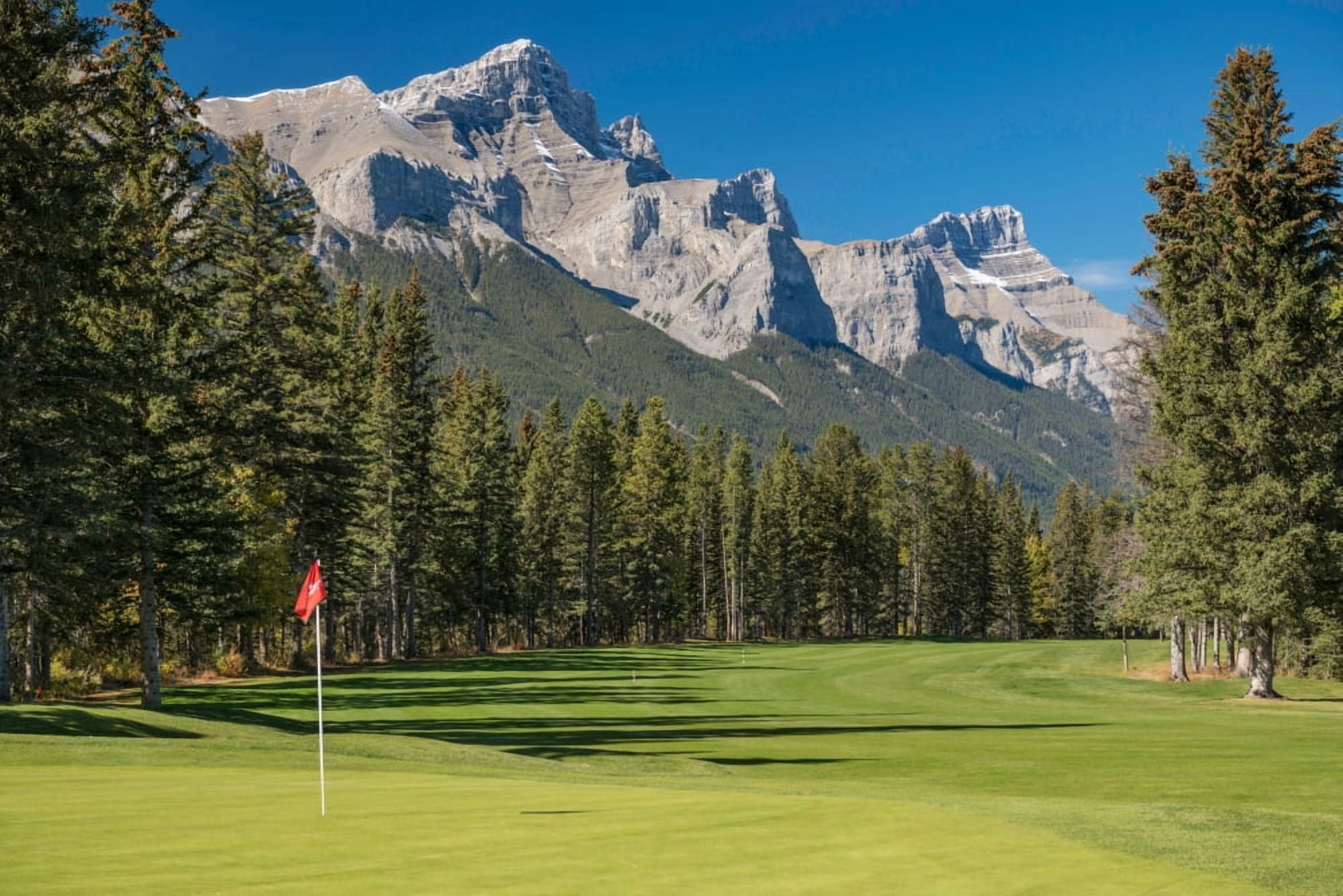 View of the Canmore Golf Course Mount Rundle Cascade Mountain Canmore Alberta Canada Canvas Art - Panoramic Images (24 x 36)