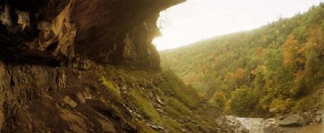 View of the Catskills from Kaaterskill Falls in autumn New York State USA Canvas Art - Panoramic Images (30 x 13)